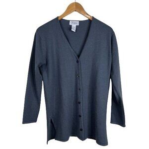 Bridgewater Classics Cardigan Size Medium Merino Wool Sweater Button Front Gray